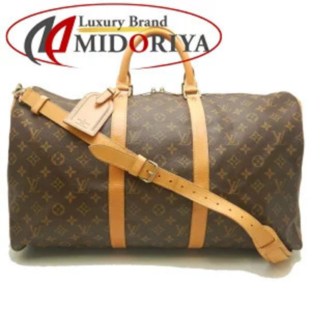 Louis Vuitton Monogram Keepall Bandouliere Travel Bag Canvas Leather Brown